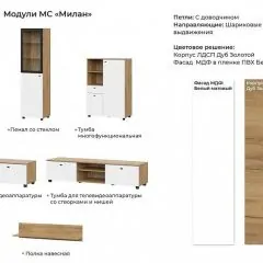 МИЛАН Гостиная (Дуб Золотой/Белый Матовый) модульная | фото 2