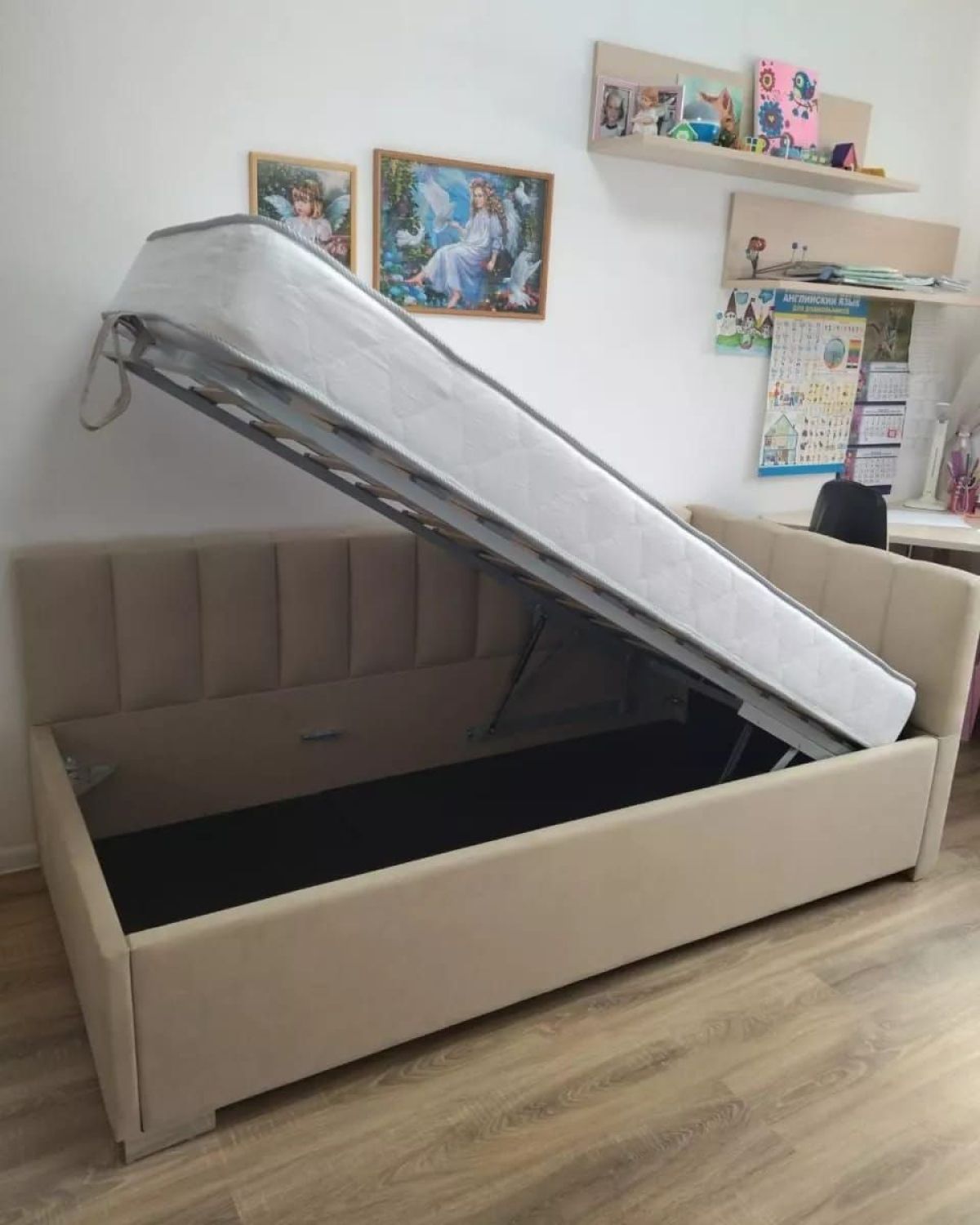 Кровать угловая Лилу интерьерная +основание/ПМ/бельевое дно (80х200) | фото 4