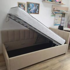 Кровать угловая Лэсли интерьерная +основание/ПМ/бельевое дно (80х200) | фото 4