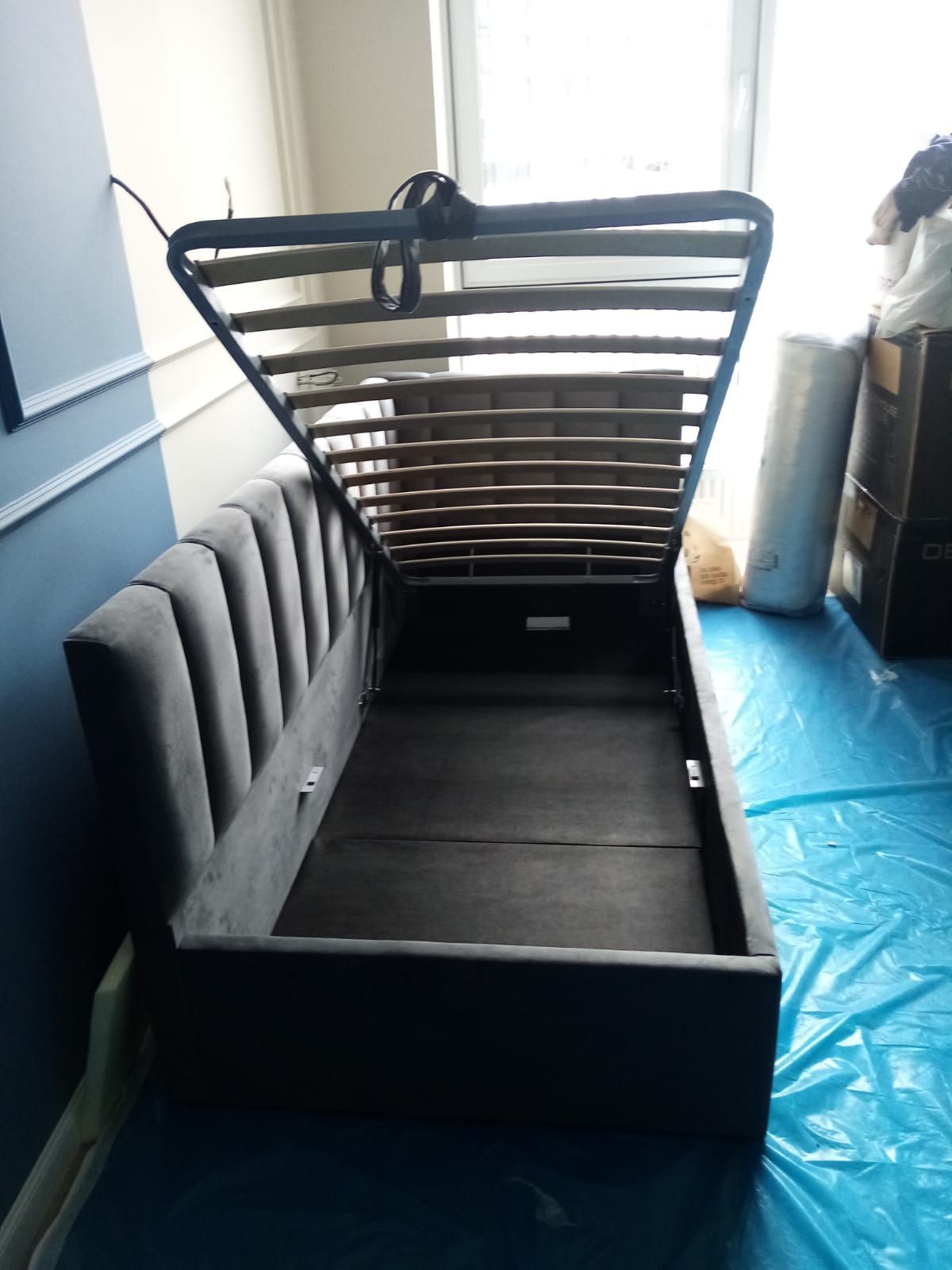 Кровать угловая Лэсли интерьерная +основание/ПМ/бельевое дно (90х200) | фото 2