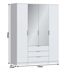 Шкаф 4х дверный с зеркалами Николь СБ-2595/1 (Белый) | фото 3