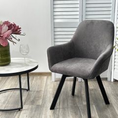 Стул JET 360 град. поворот. B28 Темно-серый, велюр / черный каркас, М-City | фото 4