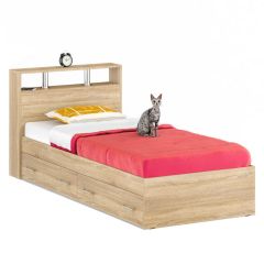 Камелия Кровать с ящиками 0900, цвет дуб сонома, ШхГхВ 93,5х217х78,2 см., сп.м. 900х2000 мм., без матраса, основание есть | фото 3
