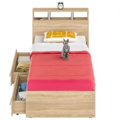 Камелия Кровать с ящиками 0900, цвет дуб сонома, ШхГхВ 93,5х217х78,2 см., сп.м. 900х2000 мм., без матраса, основание есть | фото 5