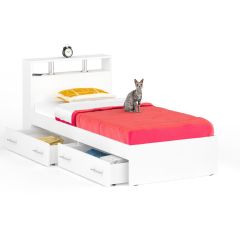 Камелия Кровать с ящиками 0900, цвет белый, ШхГхВ 93,5х217х78,2 см., сп.м. 900х2000 мм., без матраса, основание есть | фото 3